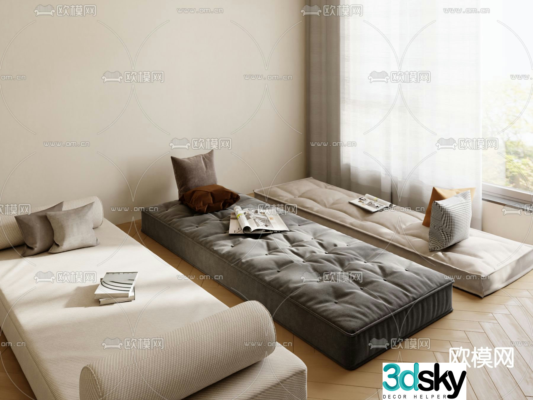 Cushion bay window cushion 3d model
