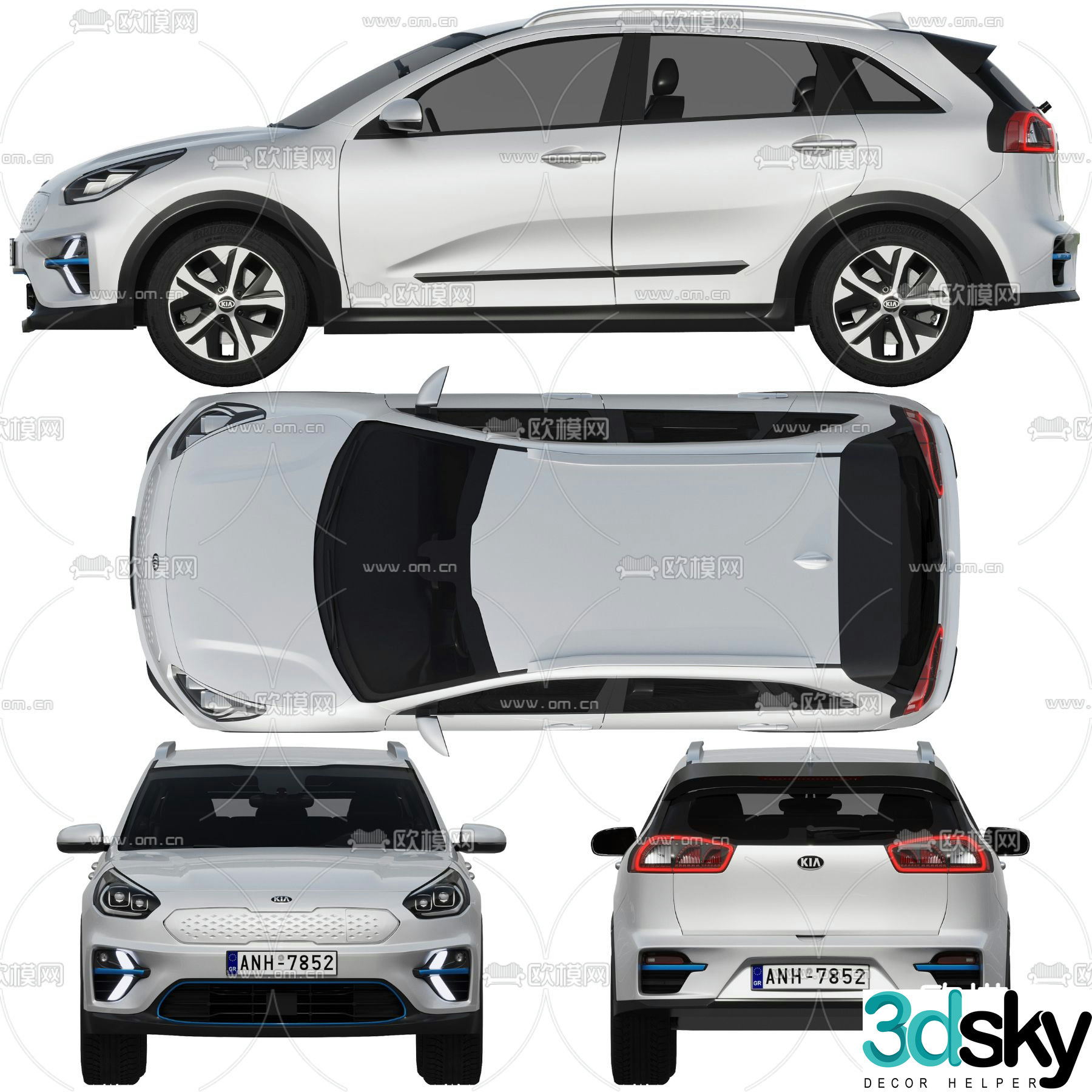 kia cars sedan electric car 3d model