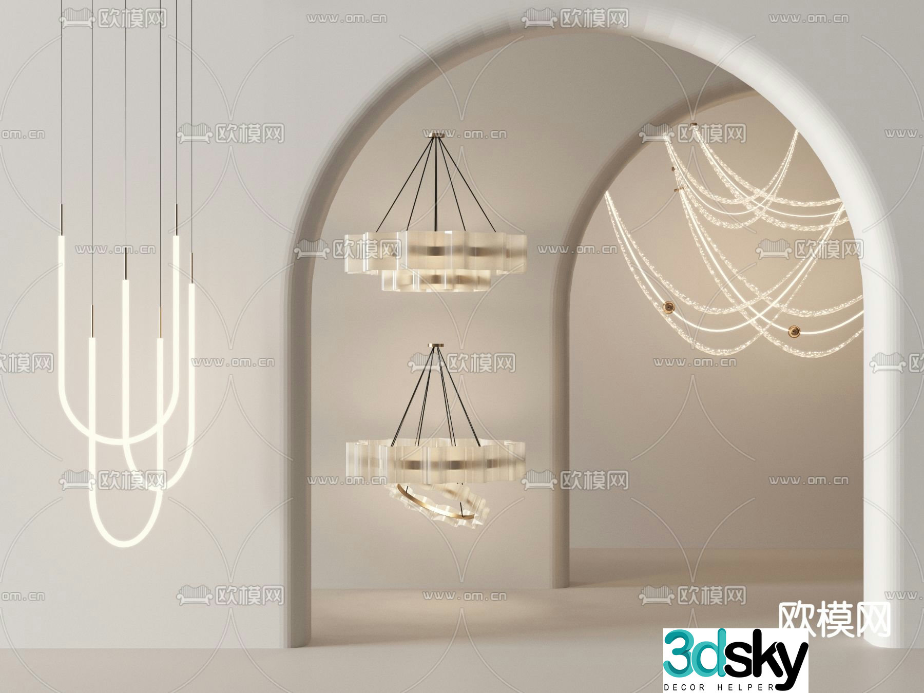 Light luxury chandelier ring chandelier crystal chandelier 3d model