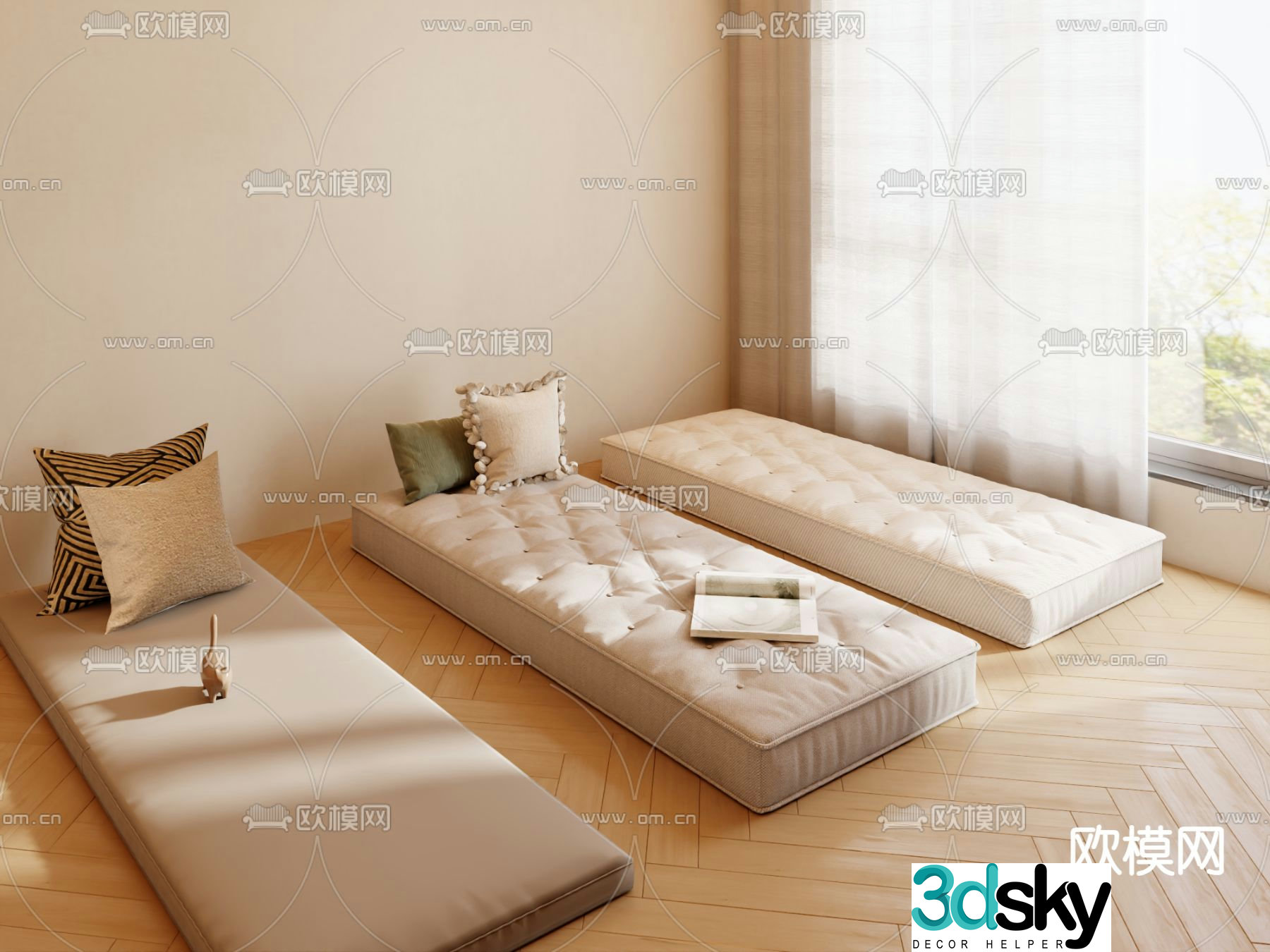 Cushion bay window cushion 3d model
