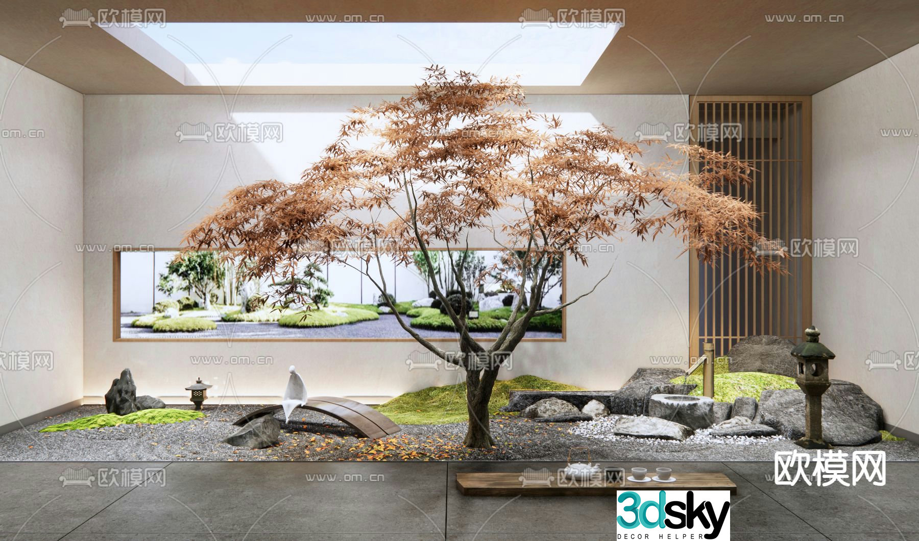 dry landscape landscape garden sketch flowing water bowl 3d model