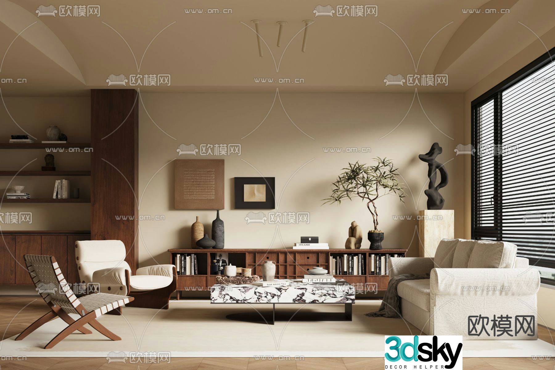 Middle-aged living room 3d model