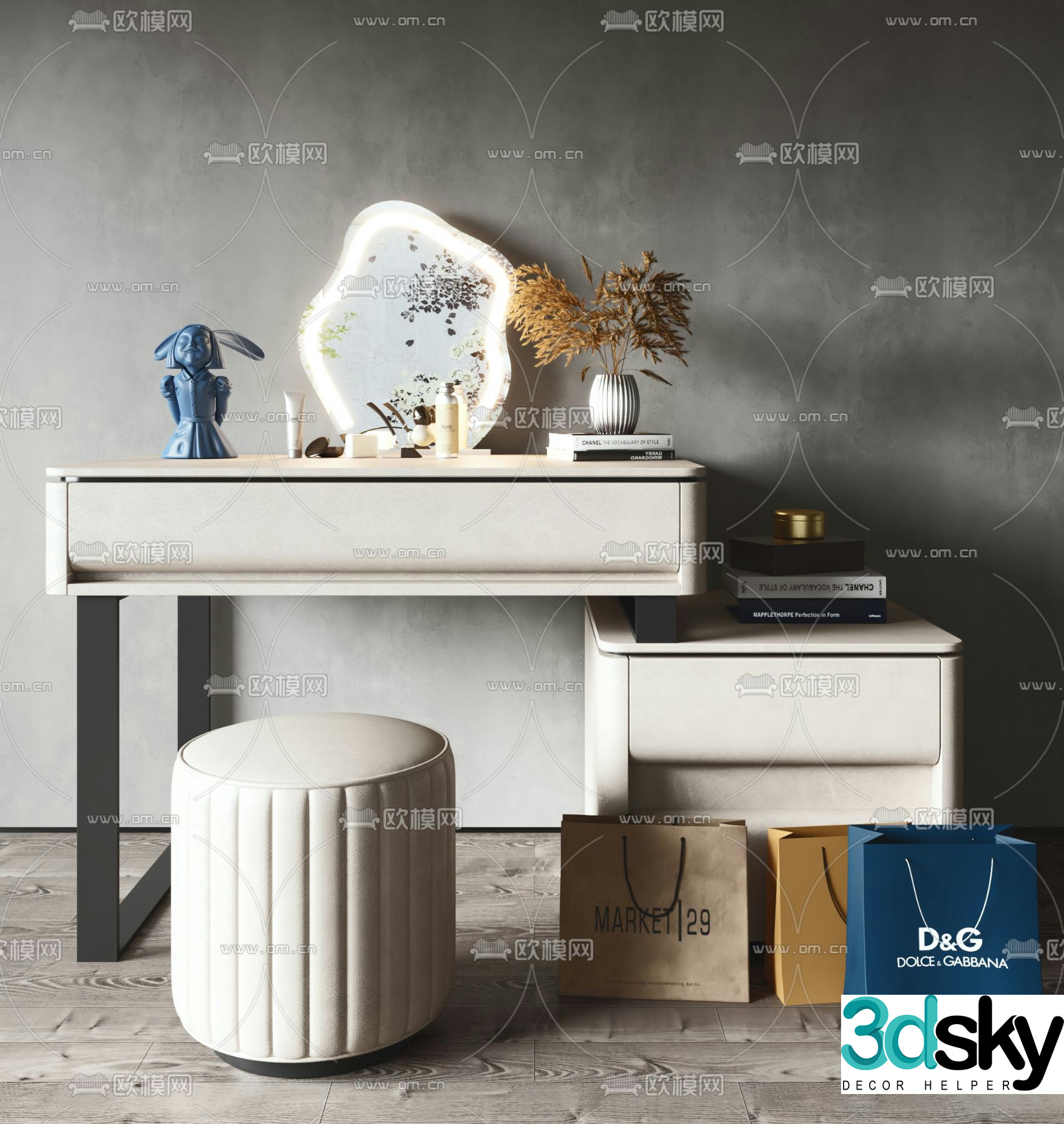 Modern dressing table makeup table 3d model