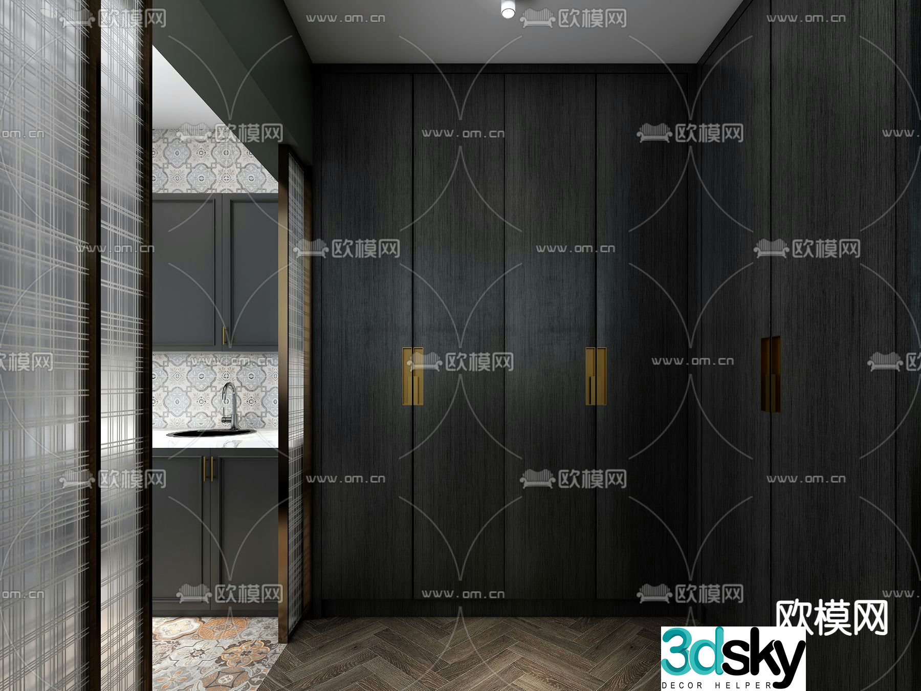 Advanced gray cloakroom 3d model