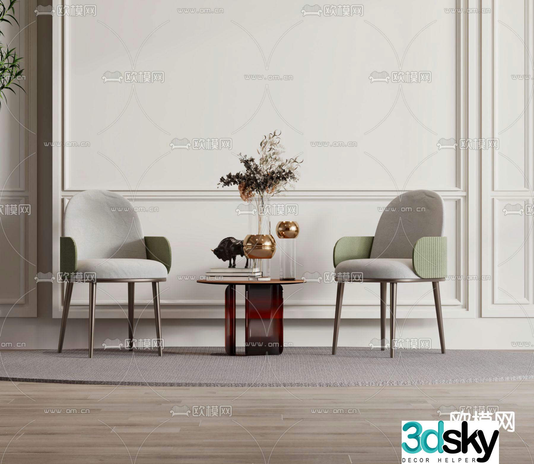 Light luxury chair dining chair table 3d model