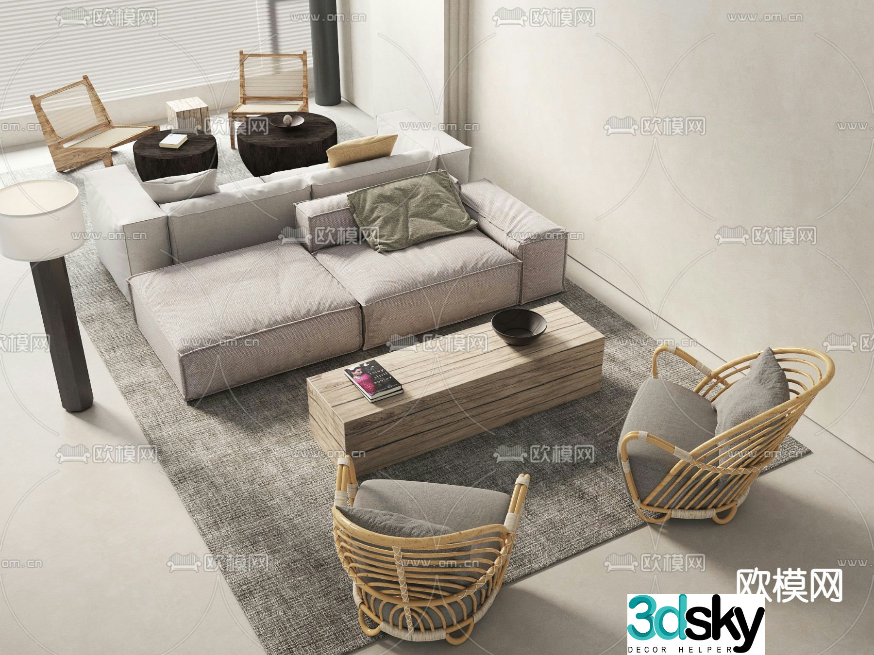 Office Sofa Public Sofa Double Back Sofa 3D Model