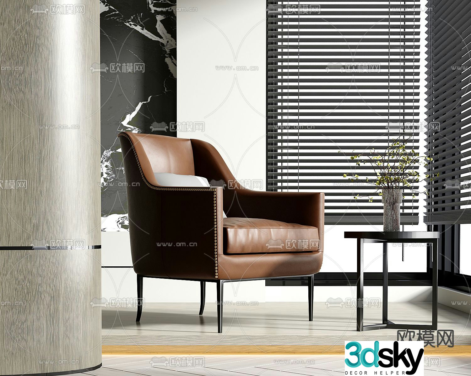 Light luxury sofa chair leisure chair table 3d model