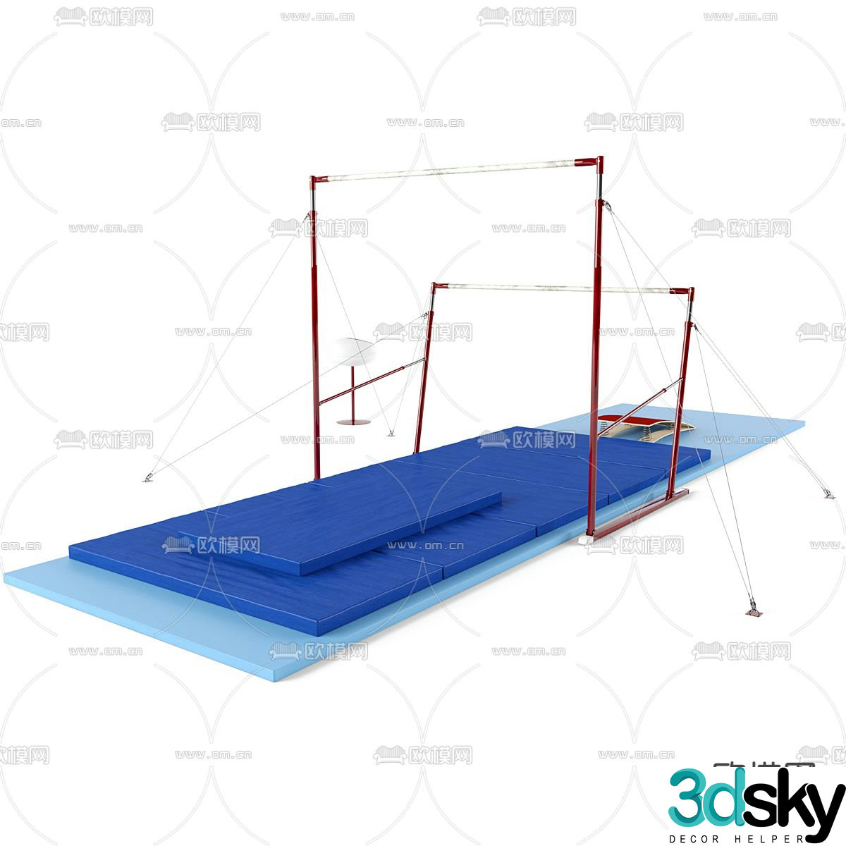 Gymnastics sport uneven bars 3d model