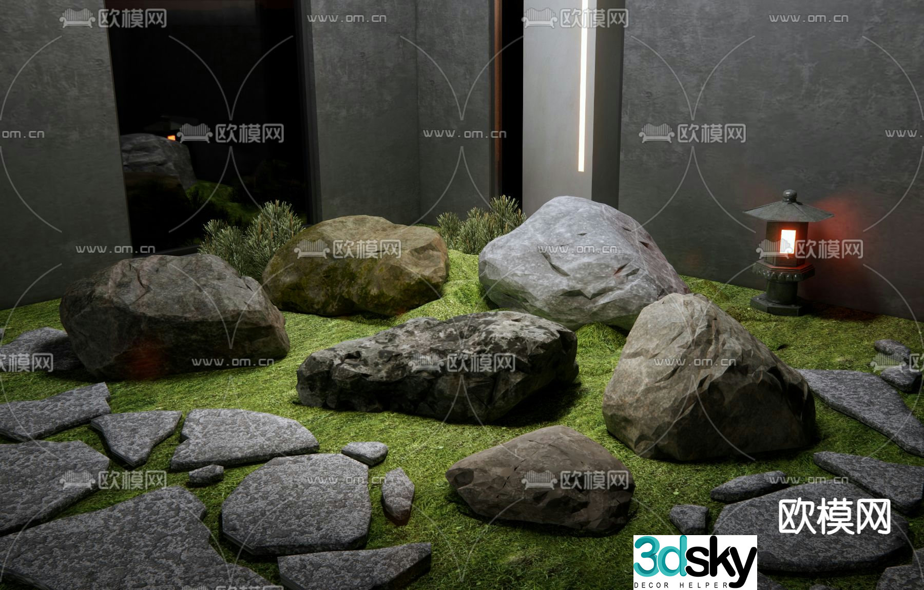 Landscape stones stones rocks rockery 3d model