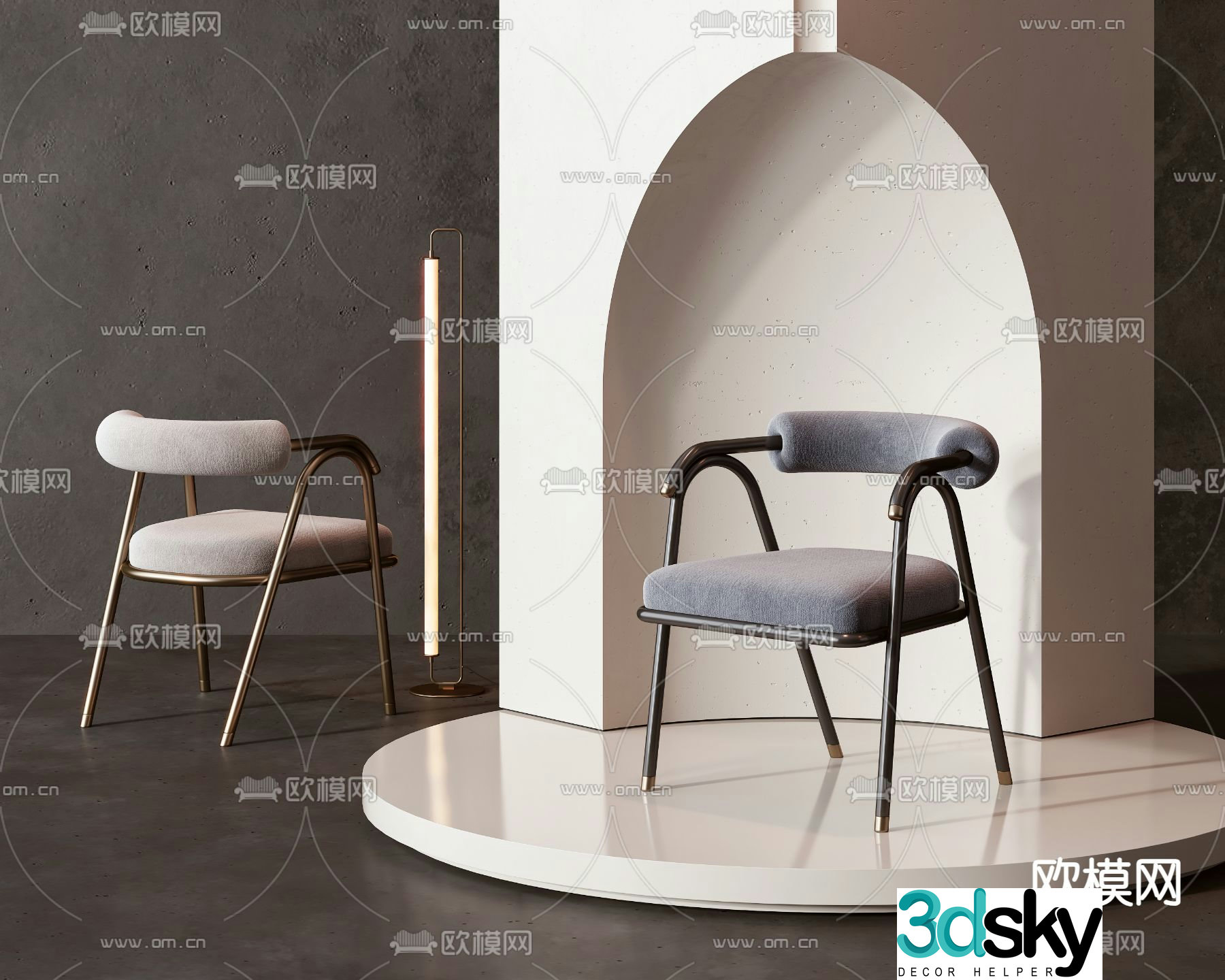 Light luxury chair dining chair 3d model