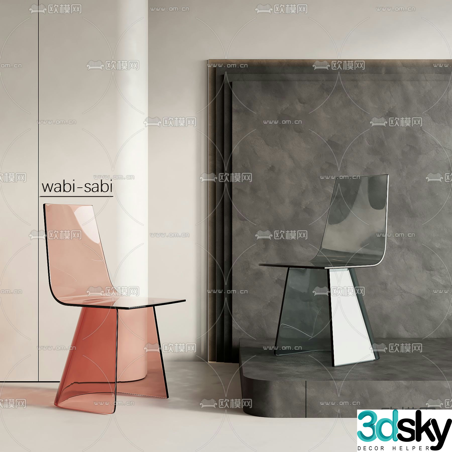 Transparent chair dining chair 3d model