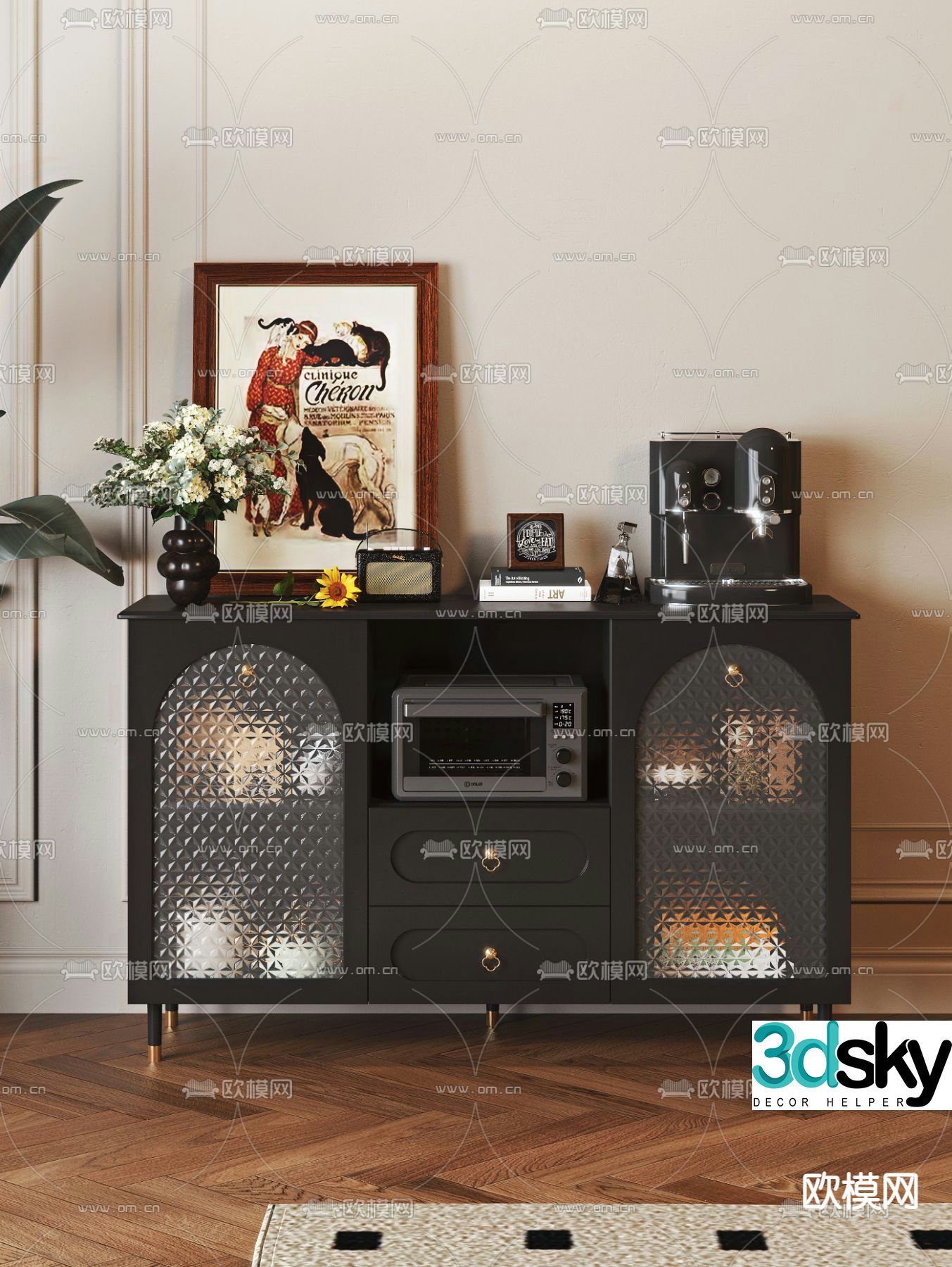 French sideboard Medieval style sideboard 3D model
