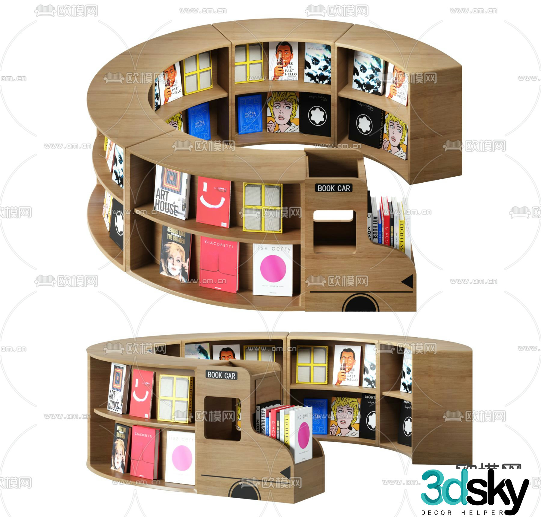 Children’s bookcase cartoon bookcase 3d model
