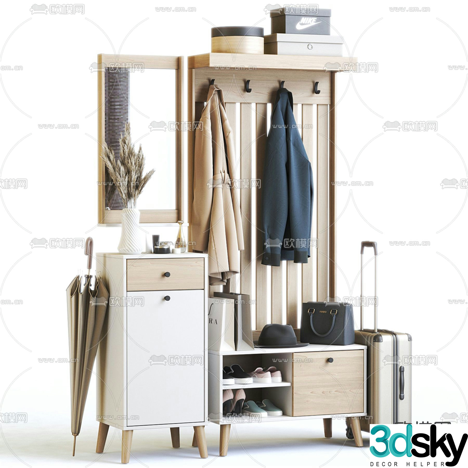 Modern shoe cabinet 3d model