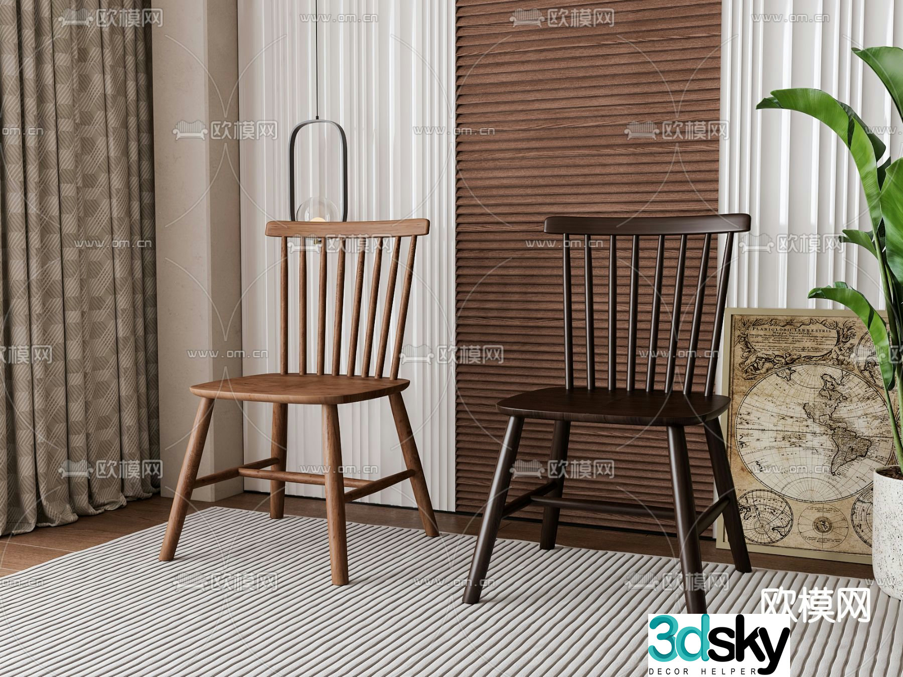 American chair dining chair 3d model