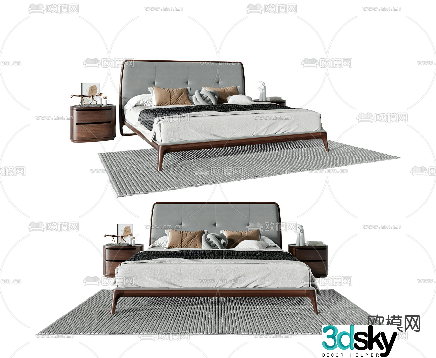 Medieval style double bed 3d model