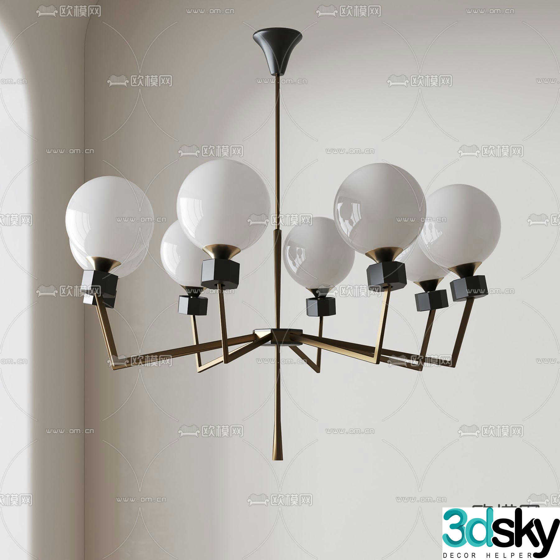 Nordic chandelier medieval style chandelier 3d model