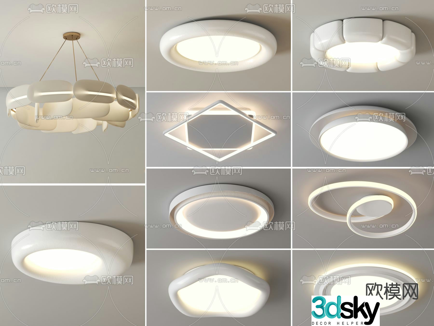 Round ceiling lamp bedroom lamp ring chandelier 3d model