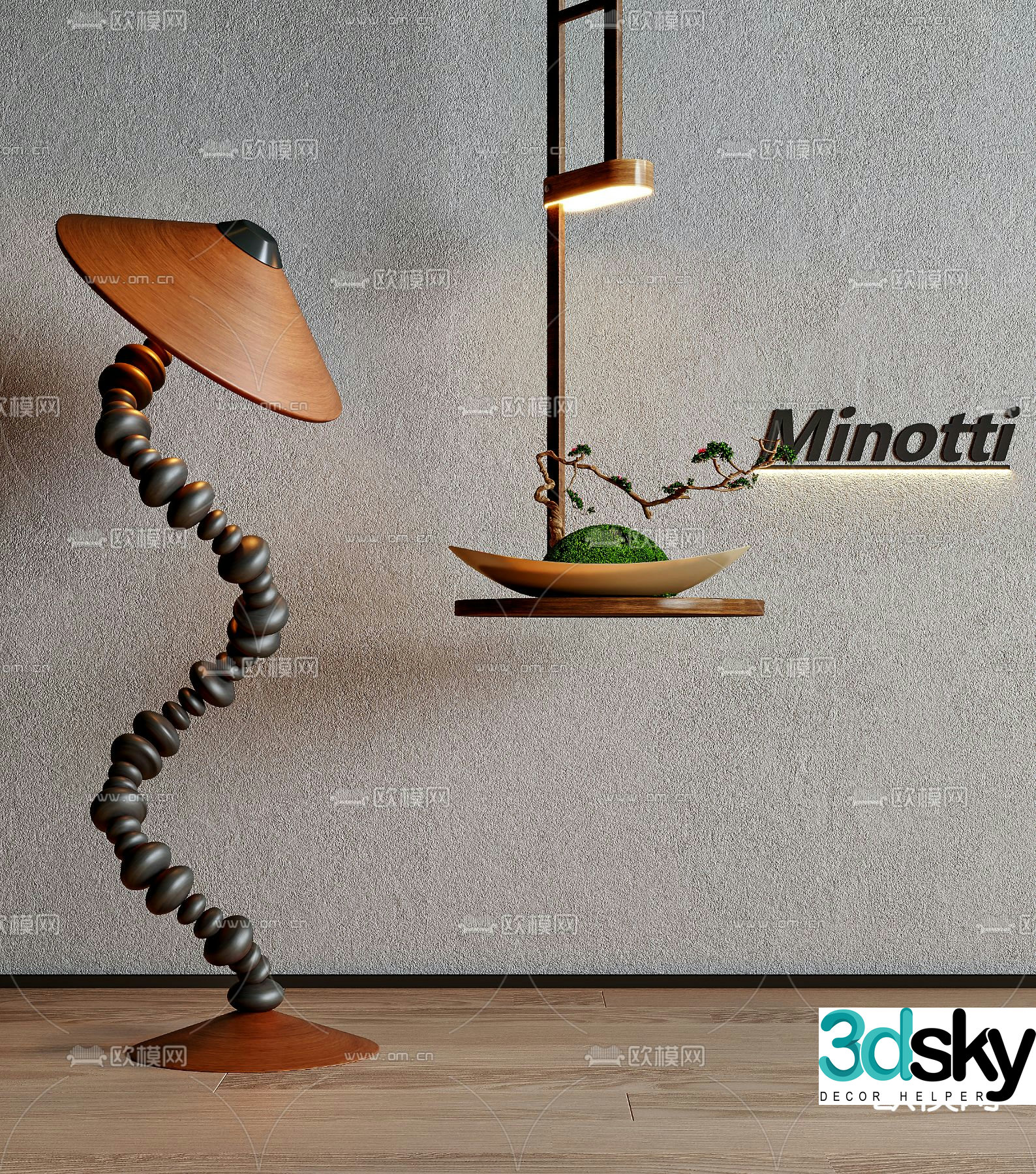 Medieval style floor lamp 3d model