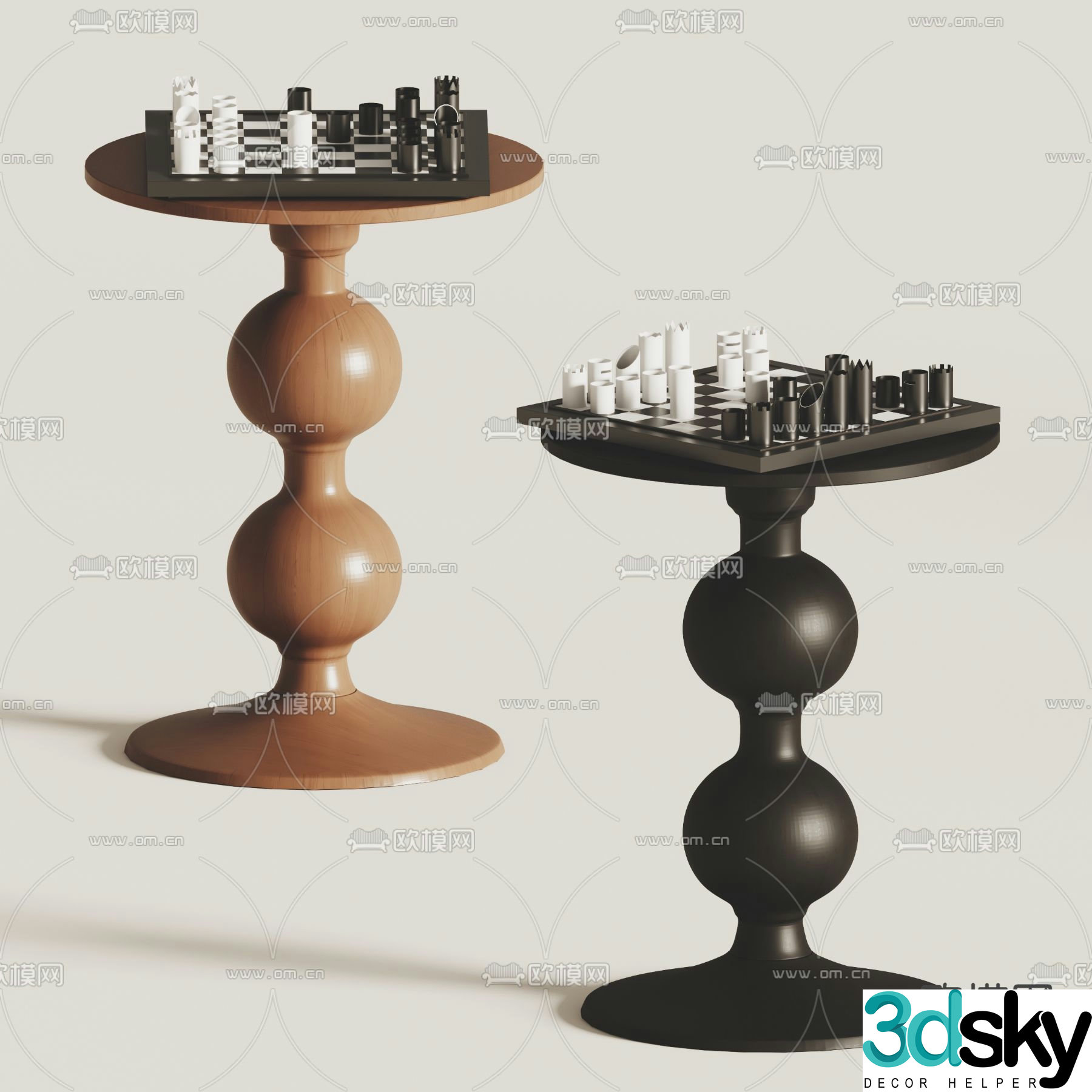 Medieval style side table corner table round table table table 3D model
