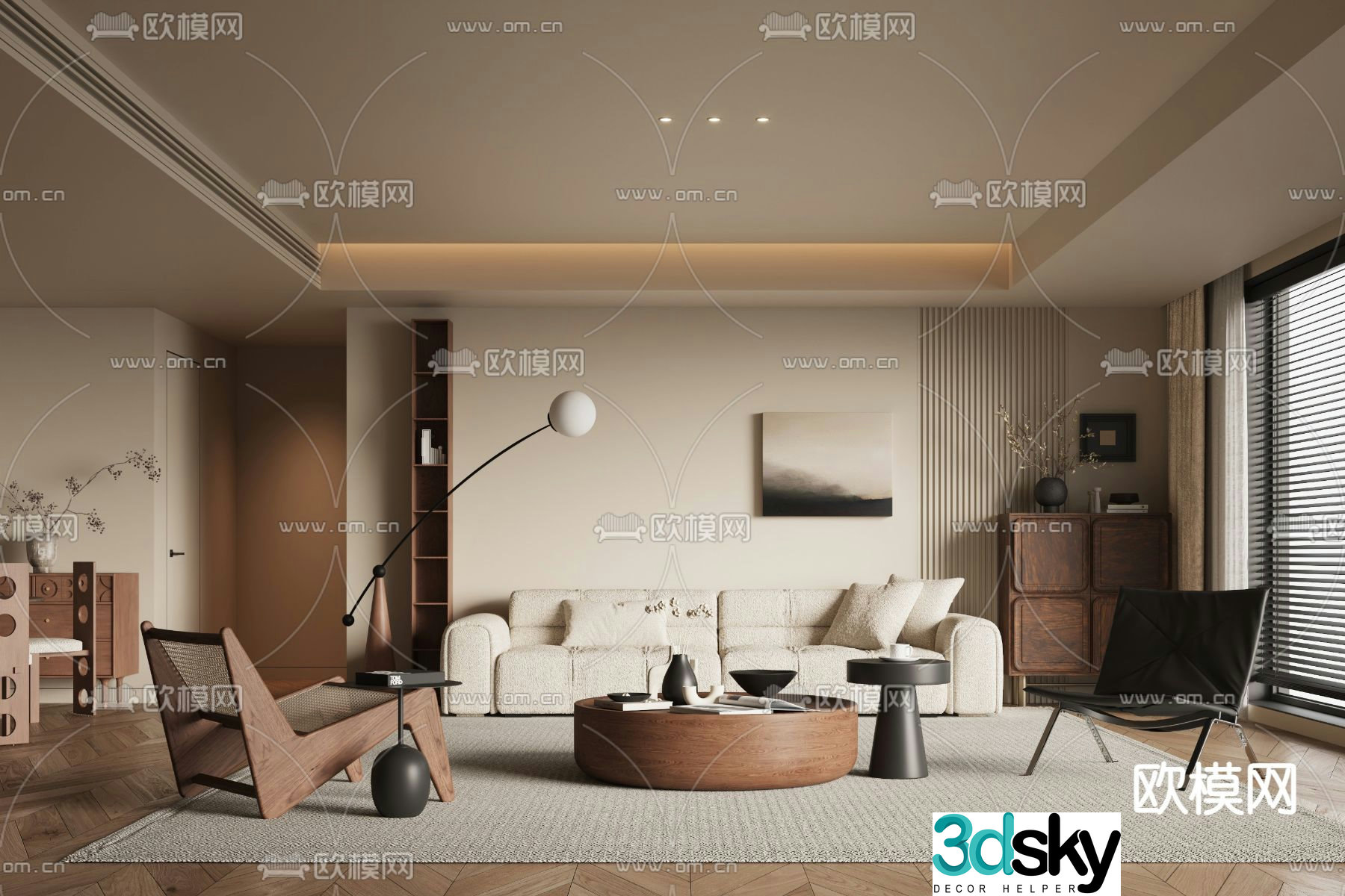 Middle-aged living room 3d model