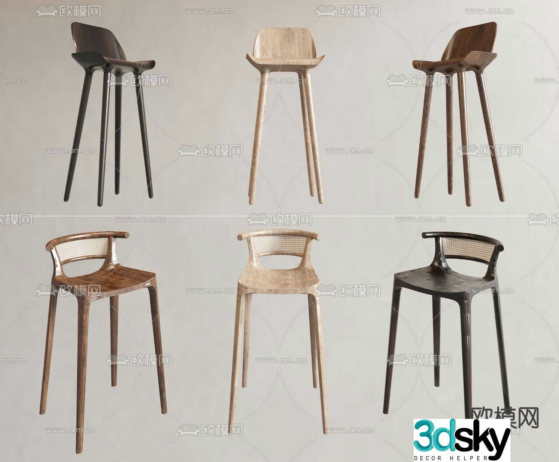 Medieval style bar chair bar stool high stool 3D model