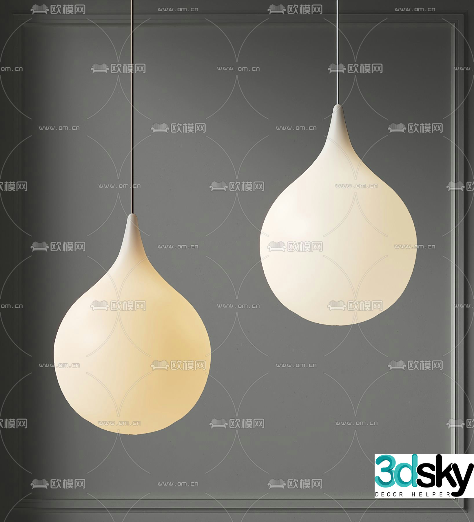 Water drop chandelier restaurant chandelier 3d model