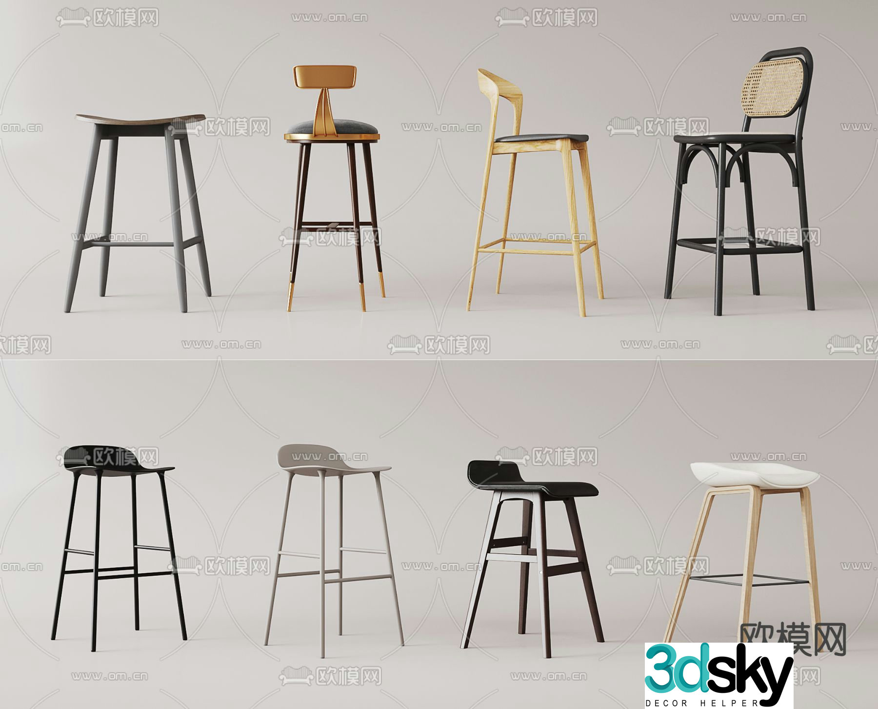 Bar counter bar stool high stool 3d model