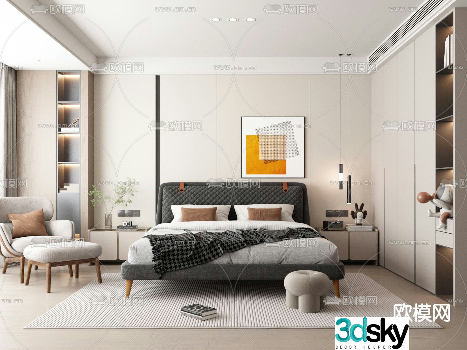 Modern bedroom master room 3d model