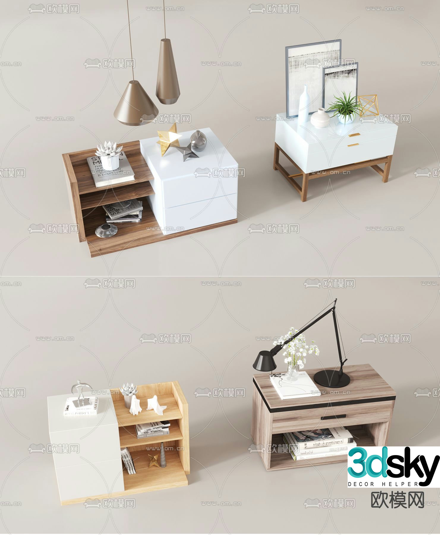 Modern bedside table 3d model