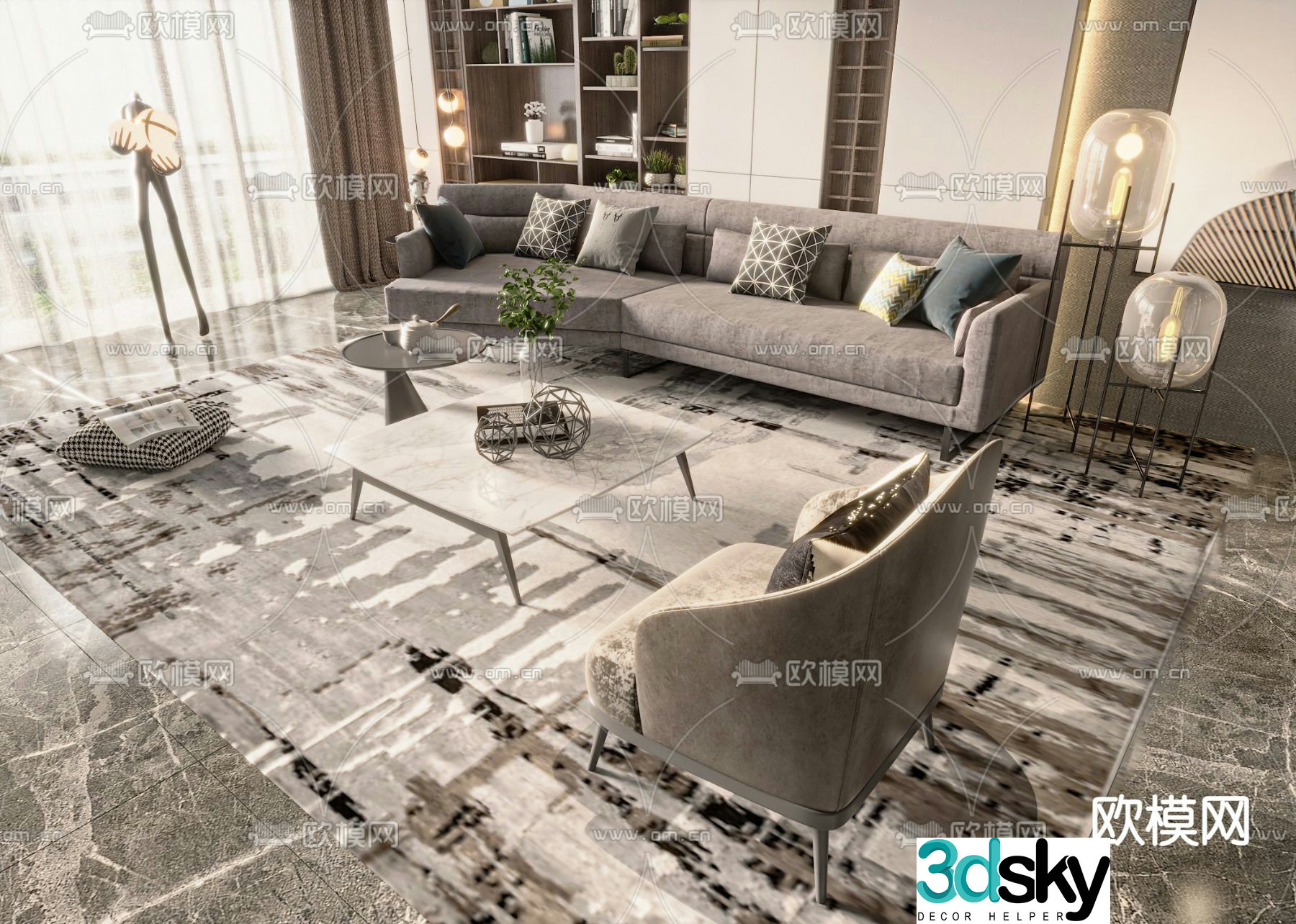 Modern combination sofa 3d model