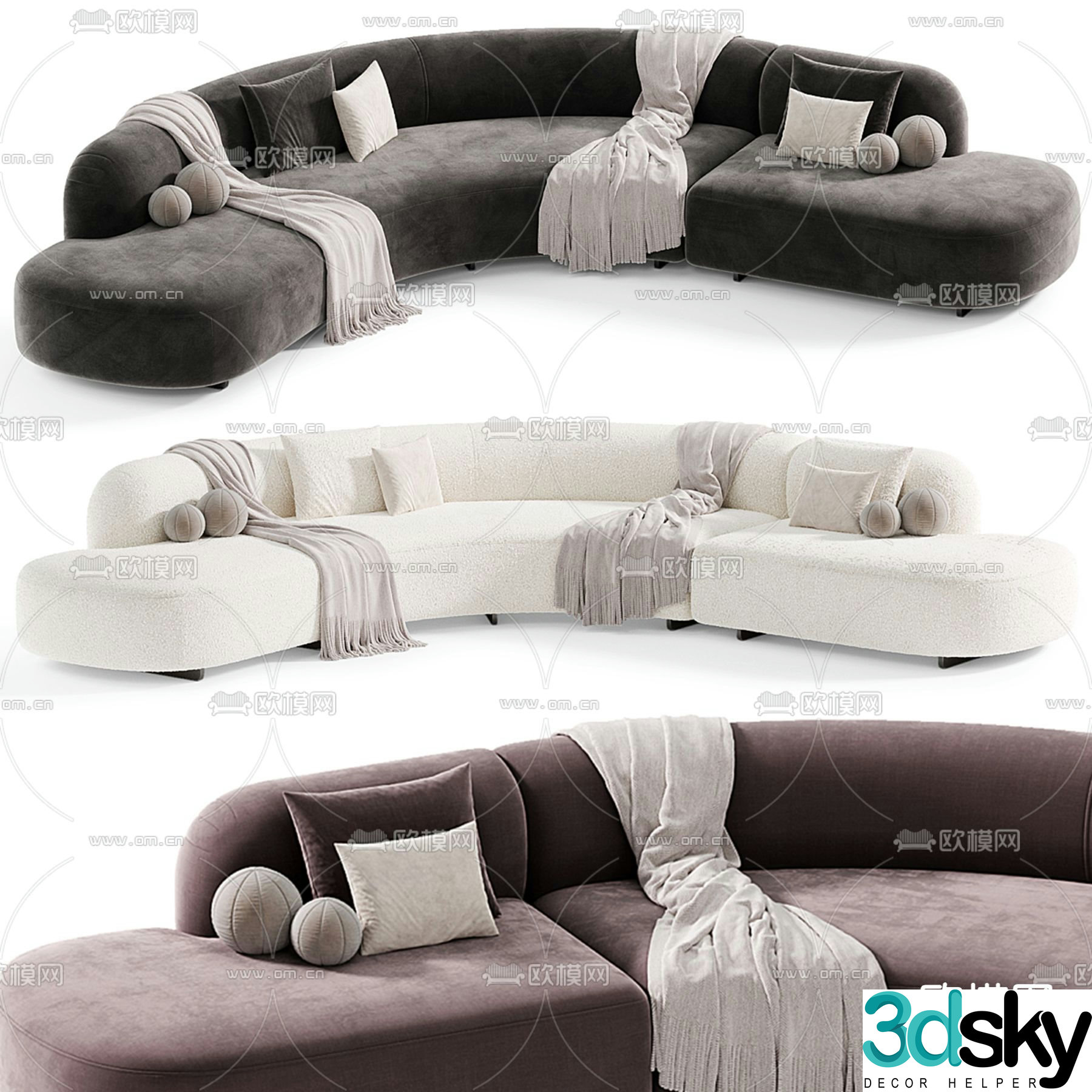 Special shaped sofa curved sofa 3d model