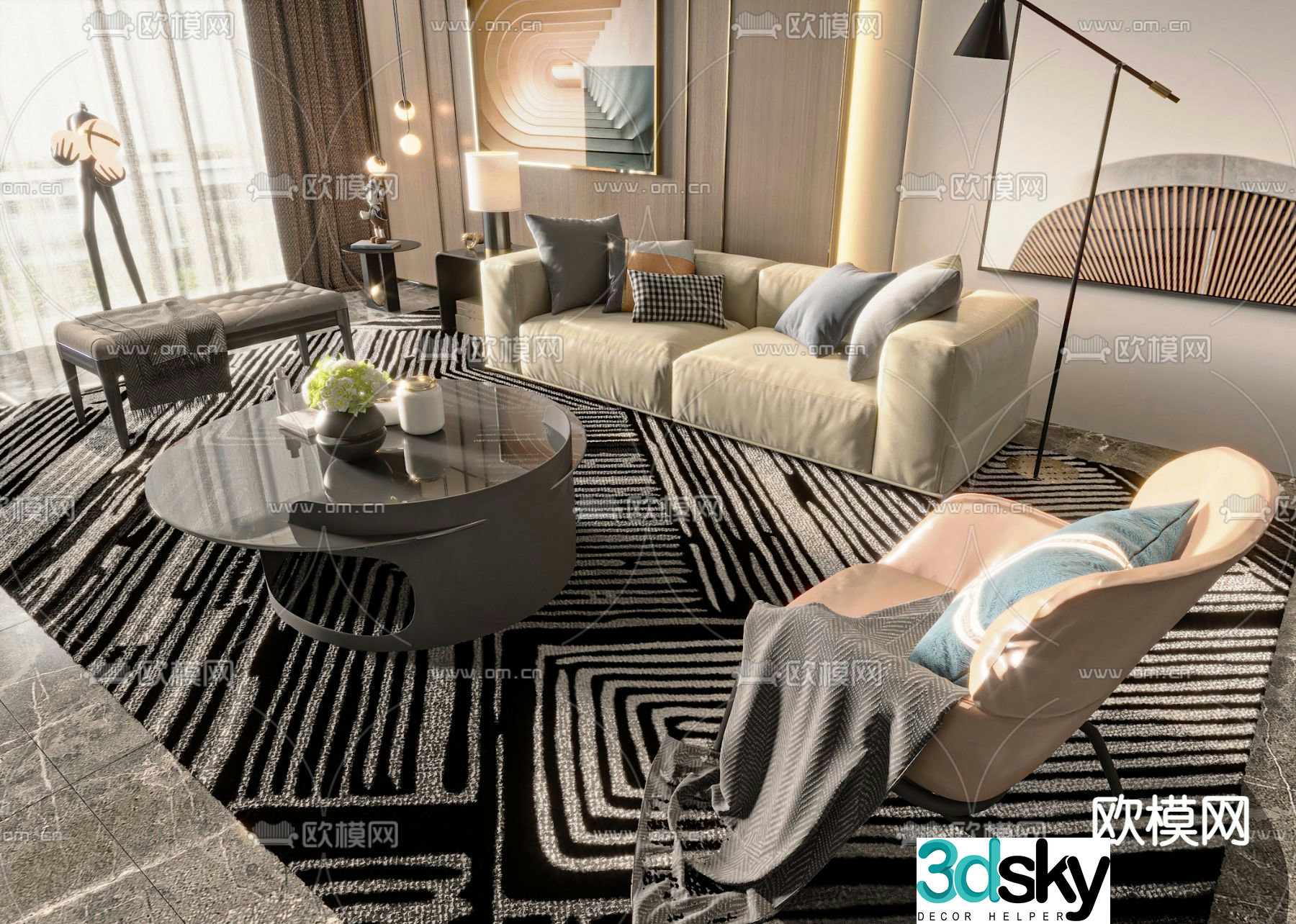 Modern combination sofa 3d model