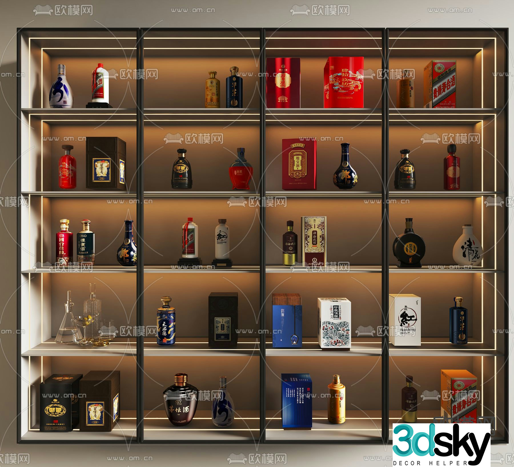 Modern wine cabinet wine rack 3d model