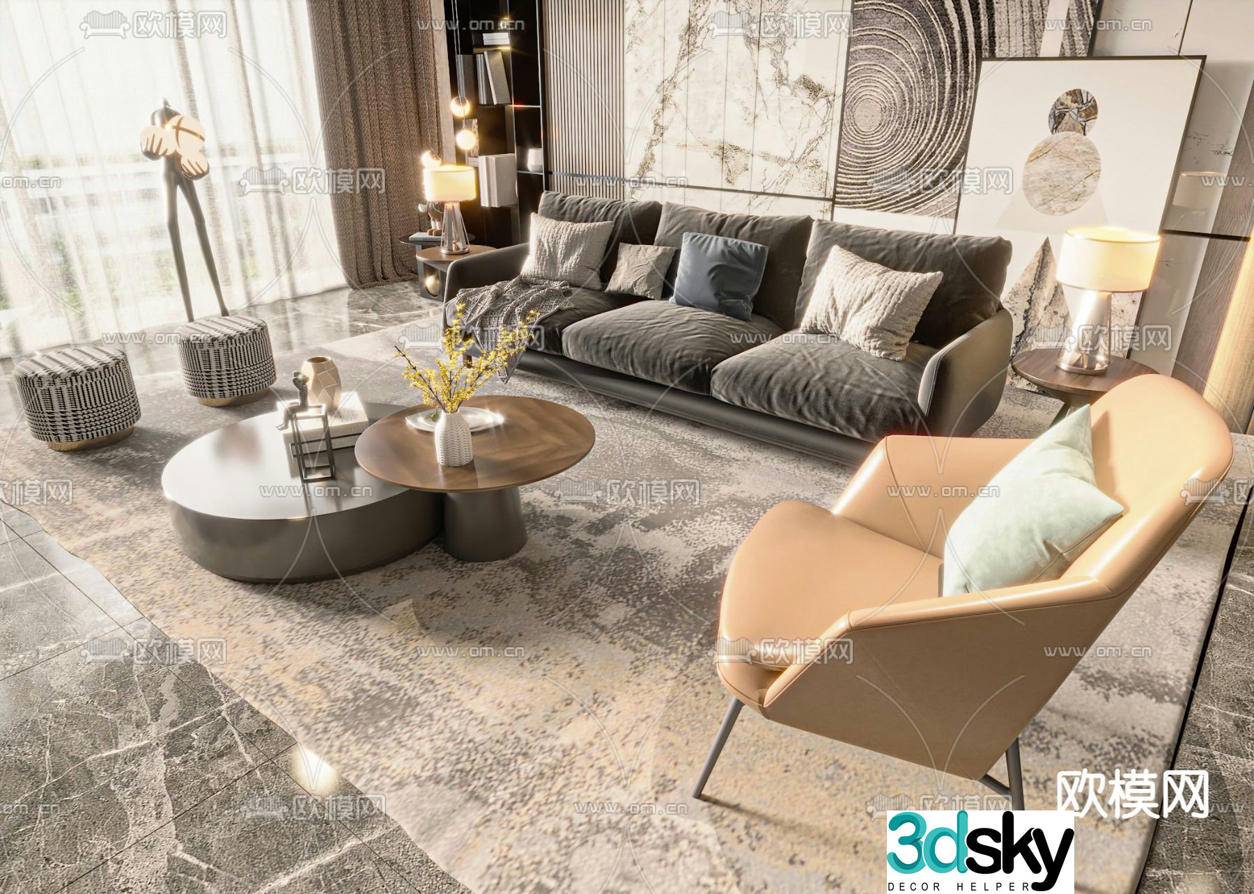 Modern combination sofa 3d model