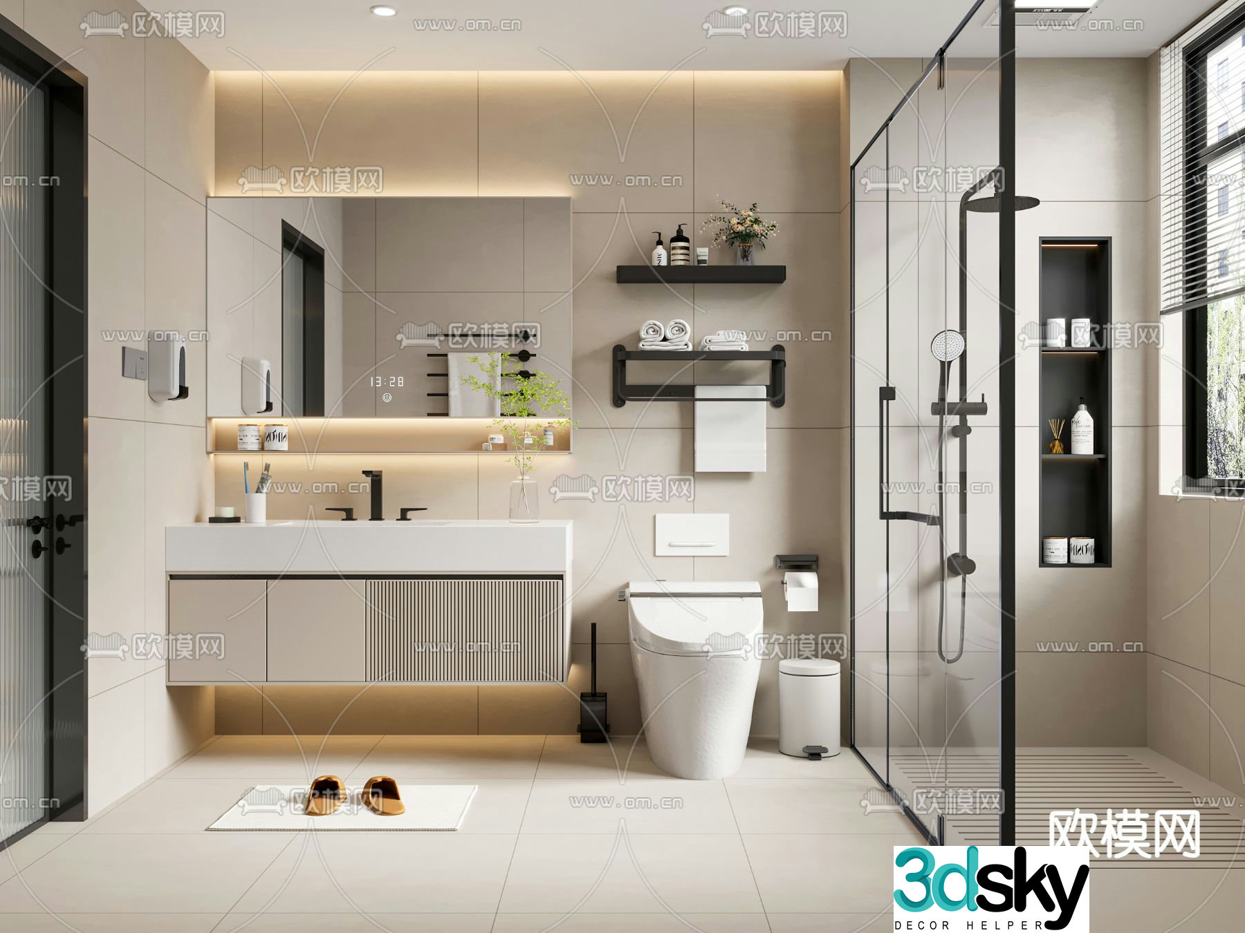 Modern bathroom bathroom toilet 3d model