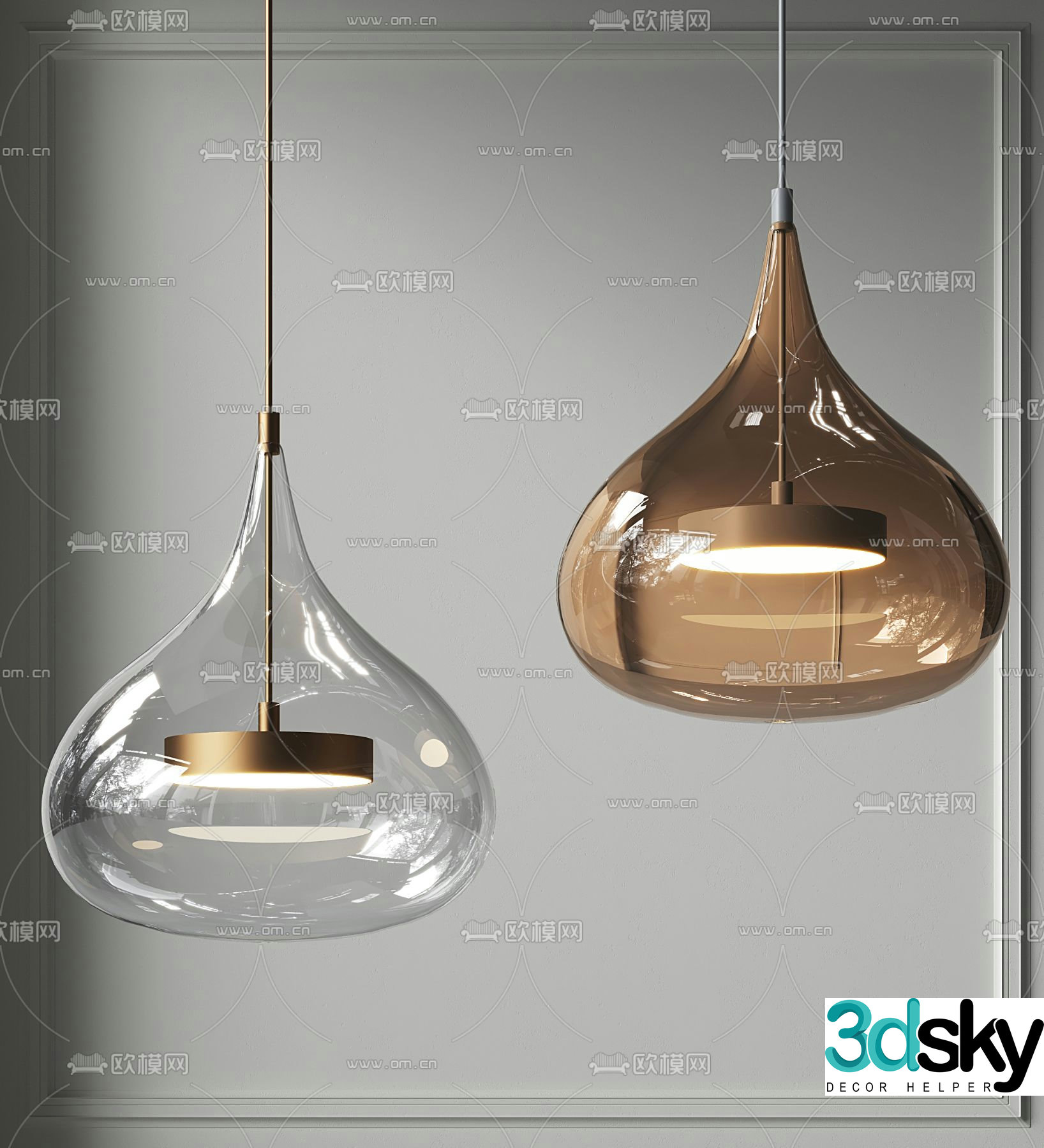 Water drop chandelier glass chandelier 3d model