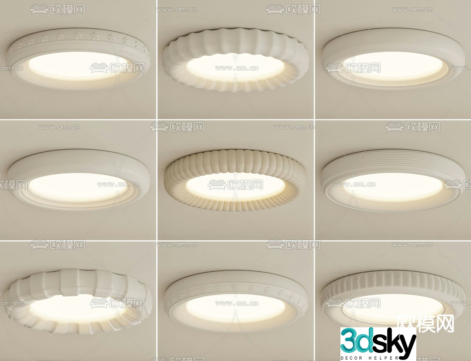 Cream style ceiling lamp bedroom lamp 3d model