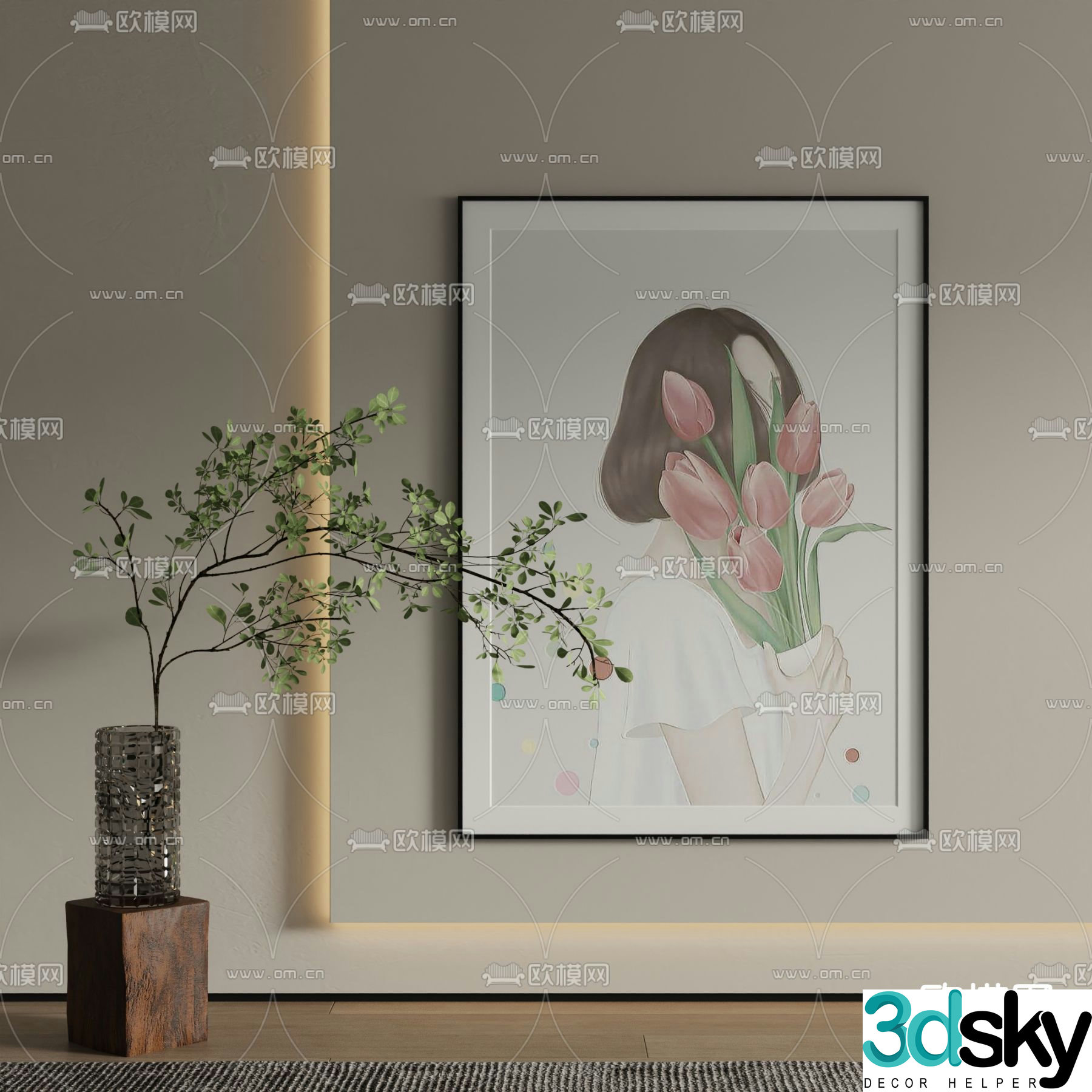 Figure painting Art painting Decorative painting 3d model
