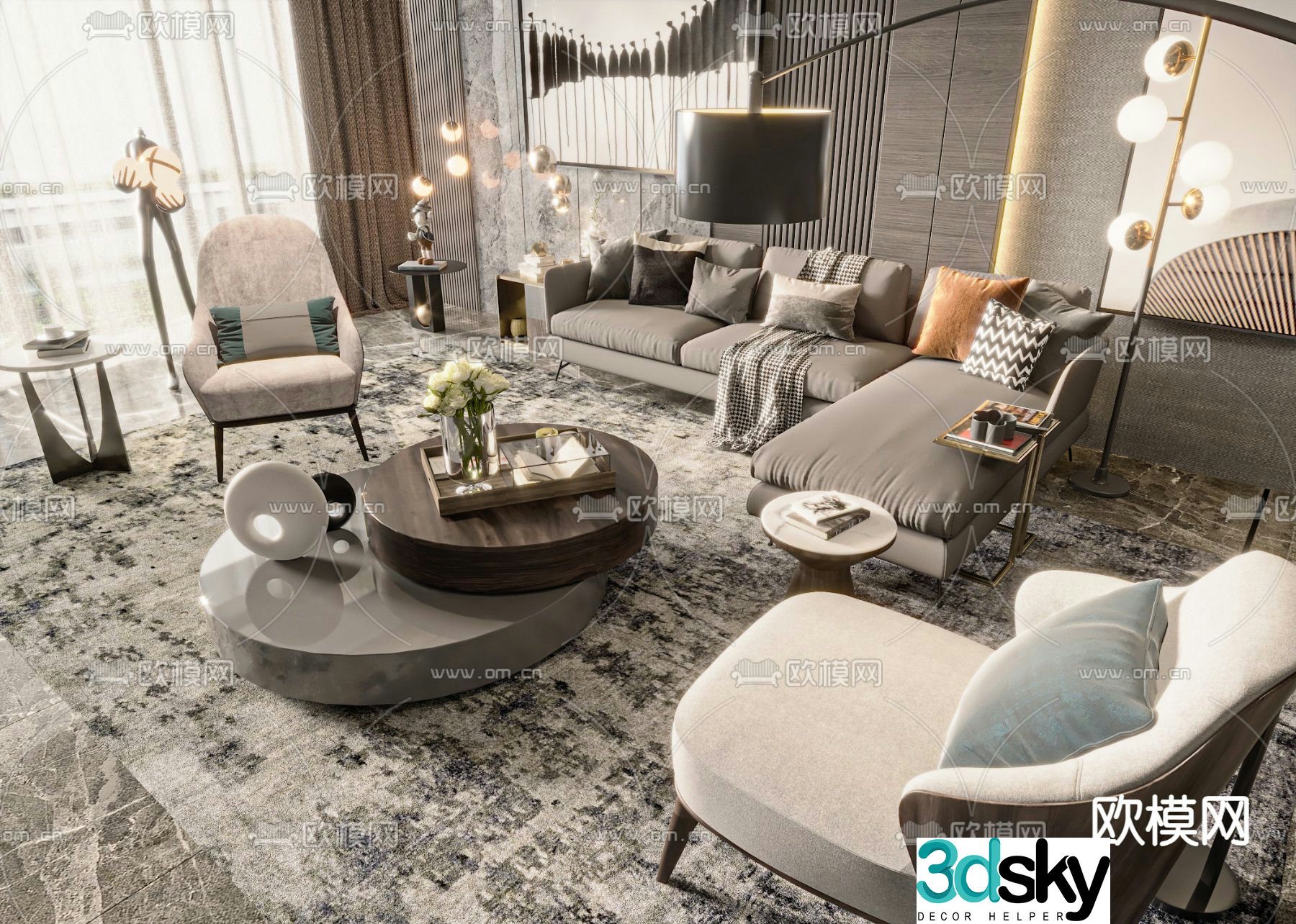 Modern sectional sofa 3d model