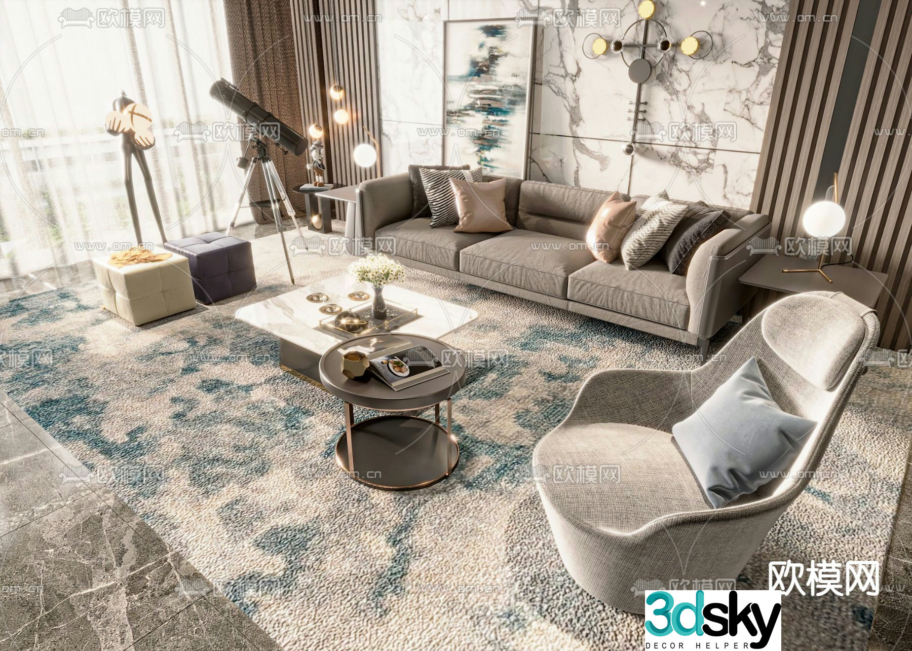 Modern sectional sofa 3d model