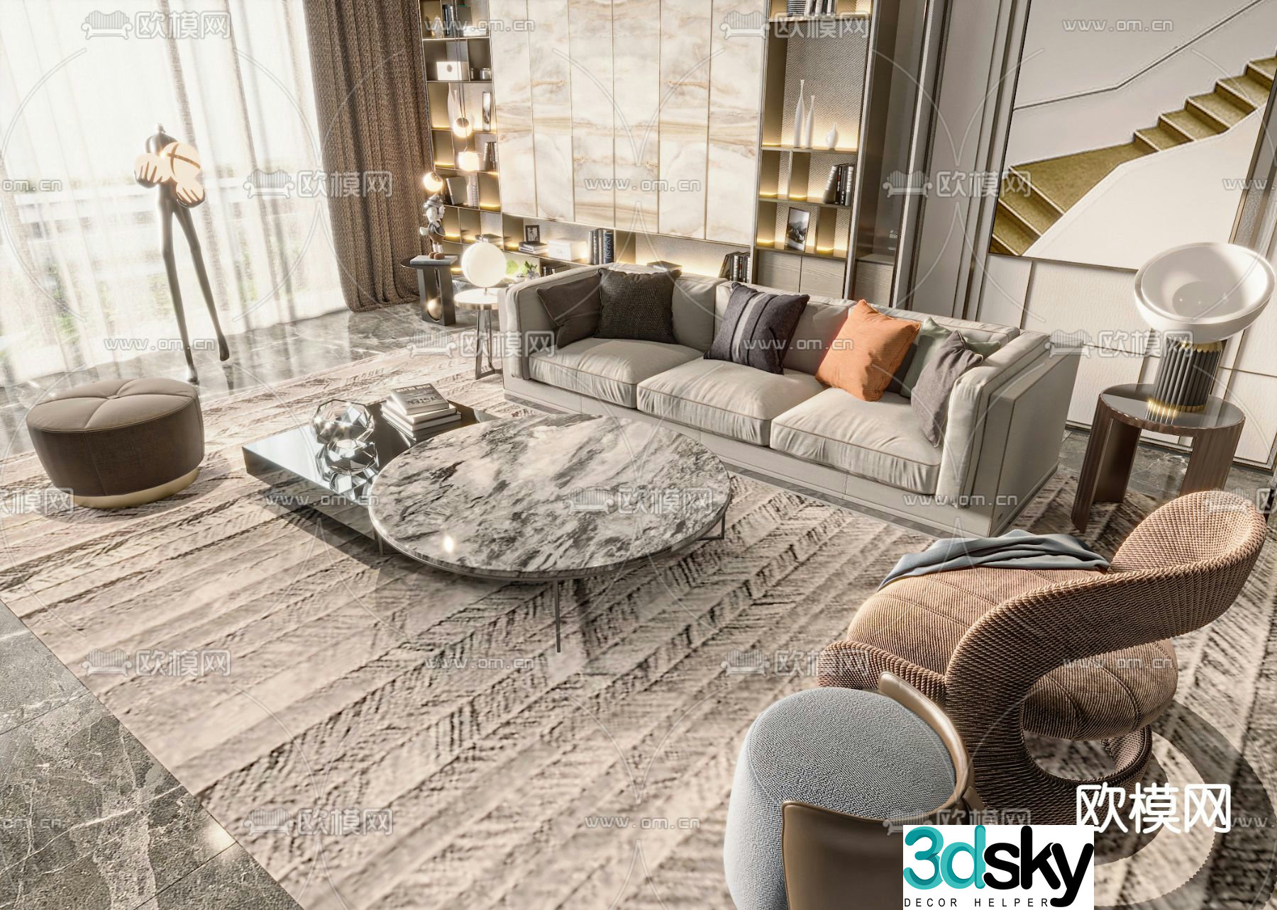 Modern combination sofa 3d model