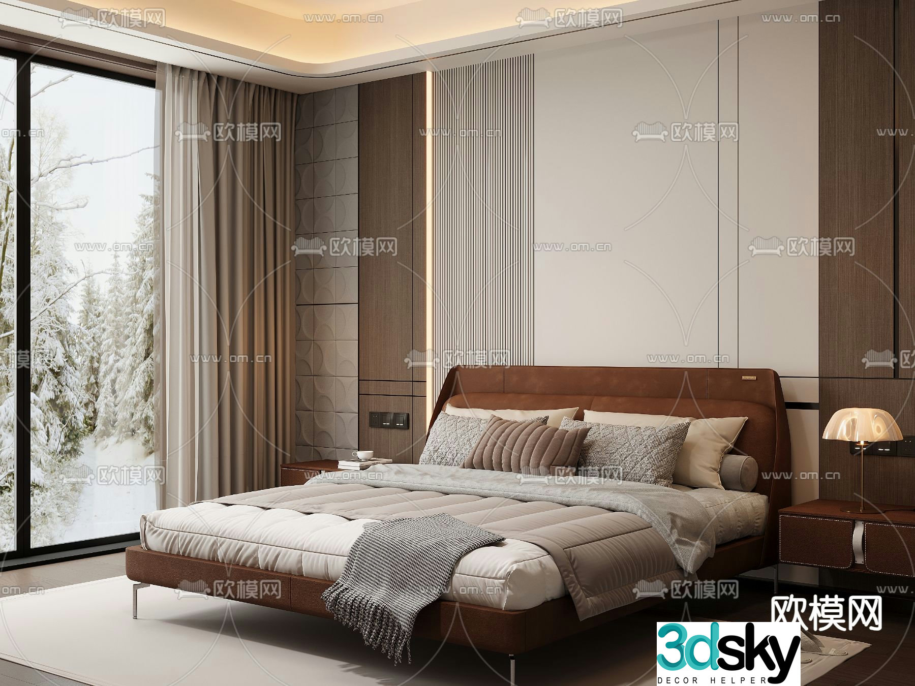 Modern double bed 3d model