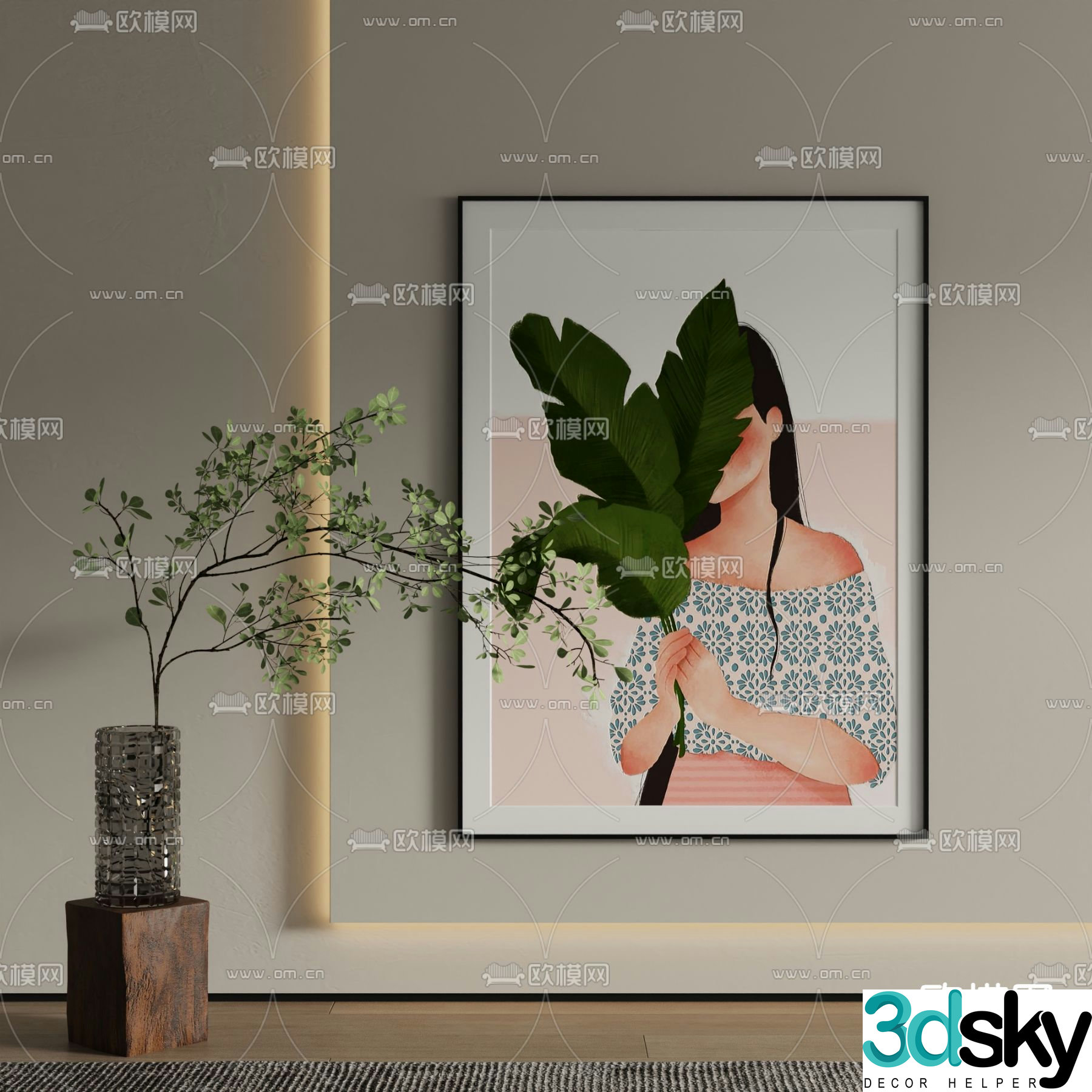 Figure painting Decorative painting 3d model