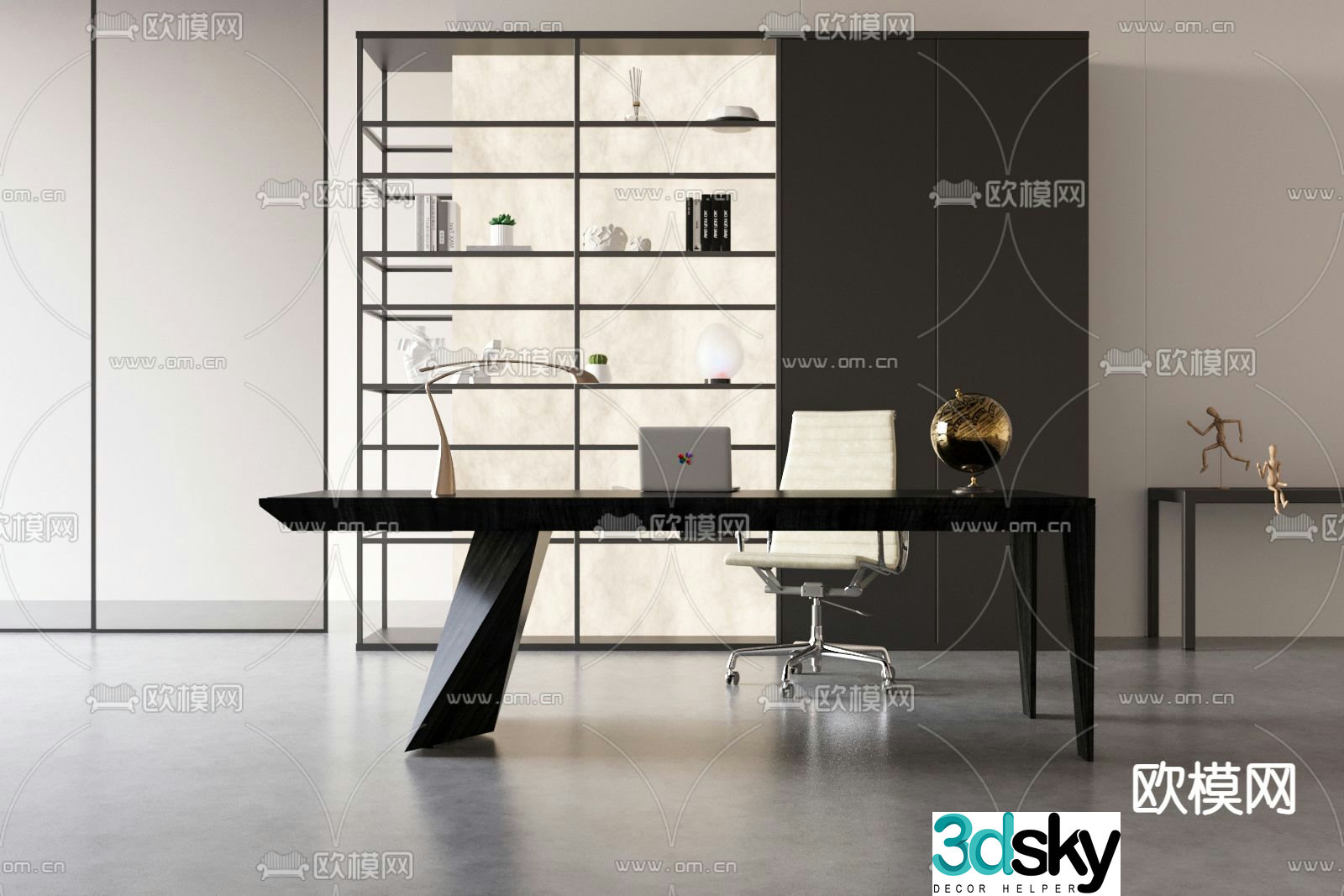 Modern desk computer desk writing desk 3d model