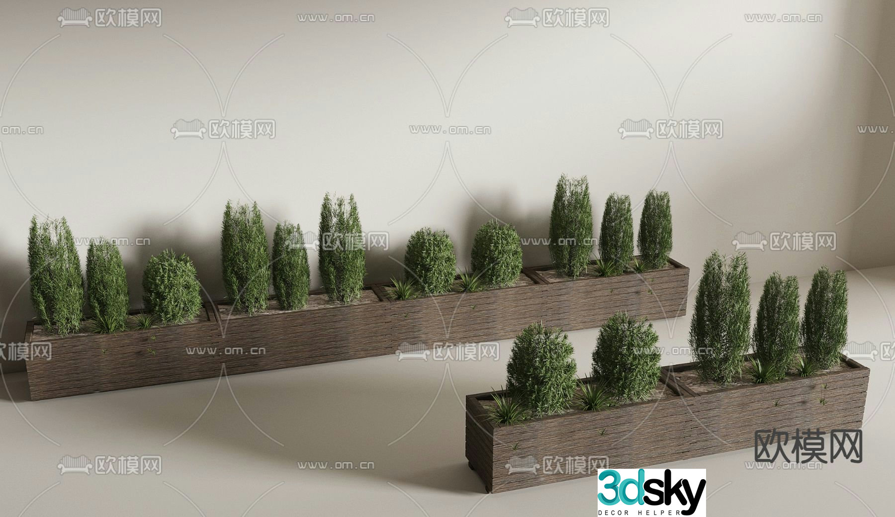 Outdoor flower box flower bed 3d model