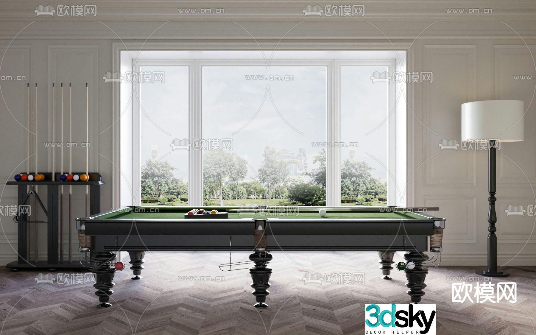 Pool table billiards billiard cue stand 3d model