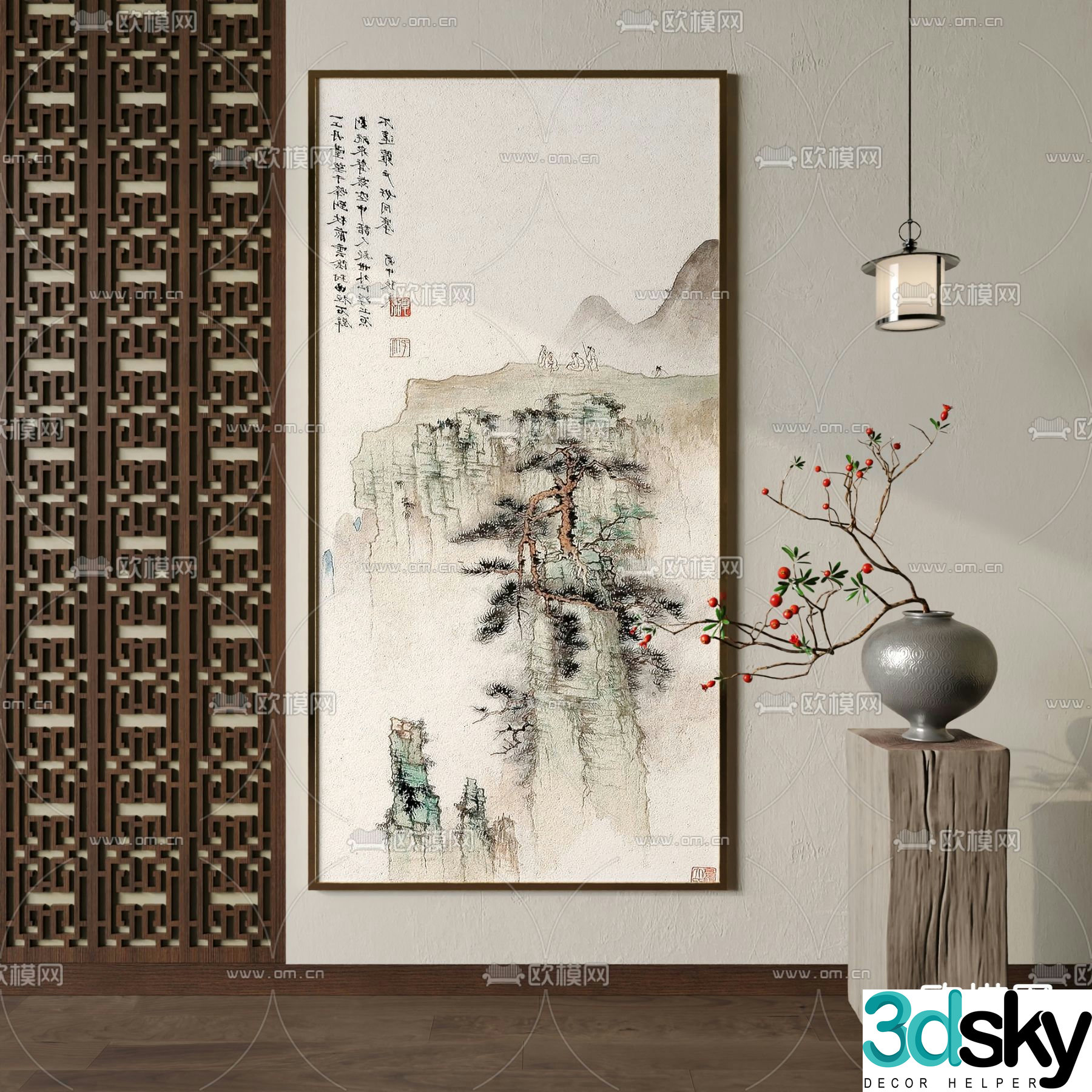 New Chinese landscape painting Art painting Decorative painting 3D model