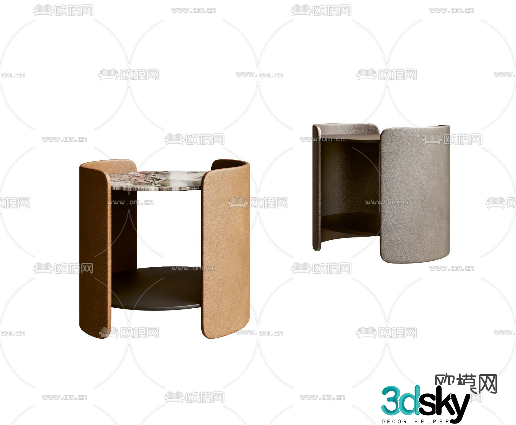 Leather bedside table 3d model