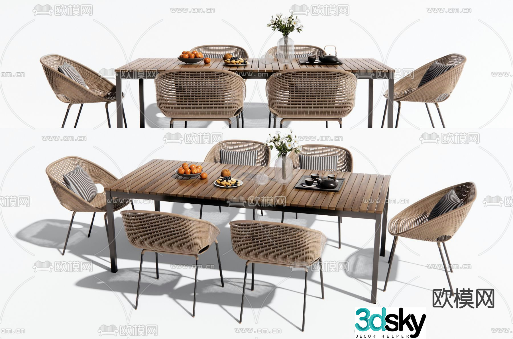 Outdoor tables and chairs Outdoor dining tables and chairs 3d model